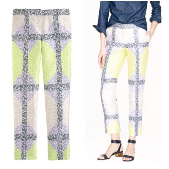 J. Crew Collection Floral Windowpane Pants - Picture 1 of 7